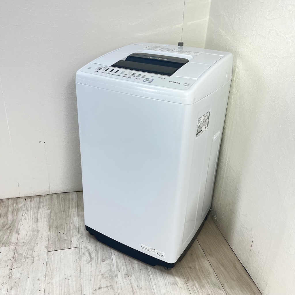 日立 7.0kg 全自動洗濯機 白い約束 NW-70F 2021年製 簡易乾燥機能付
