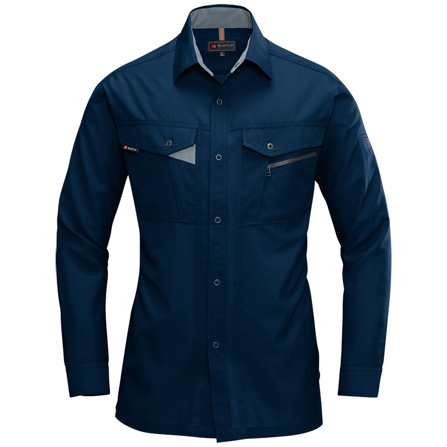 長袖シャツ 7063－3 ネイビー （S～3L）| 作業服・作業着