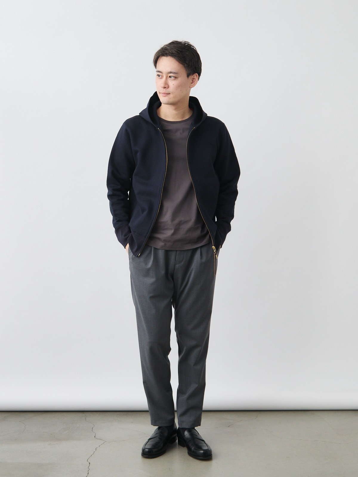 超高密度ジップアップパーカー/スマートスタイル/ネイビー | Factelier