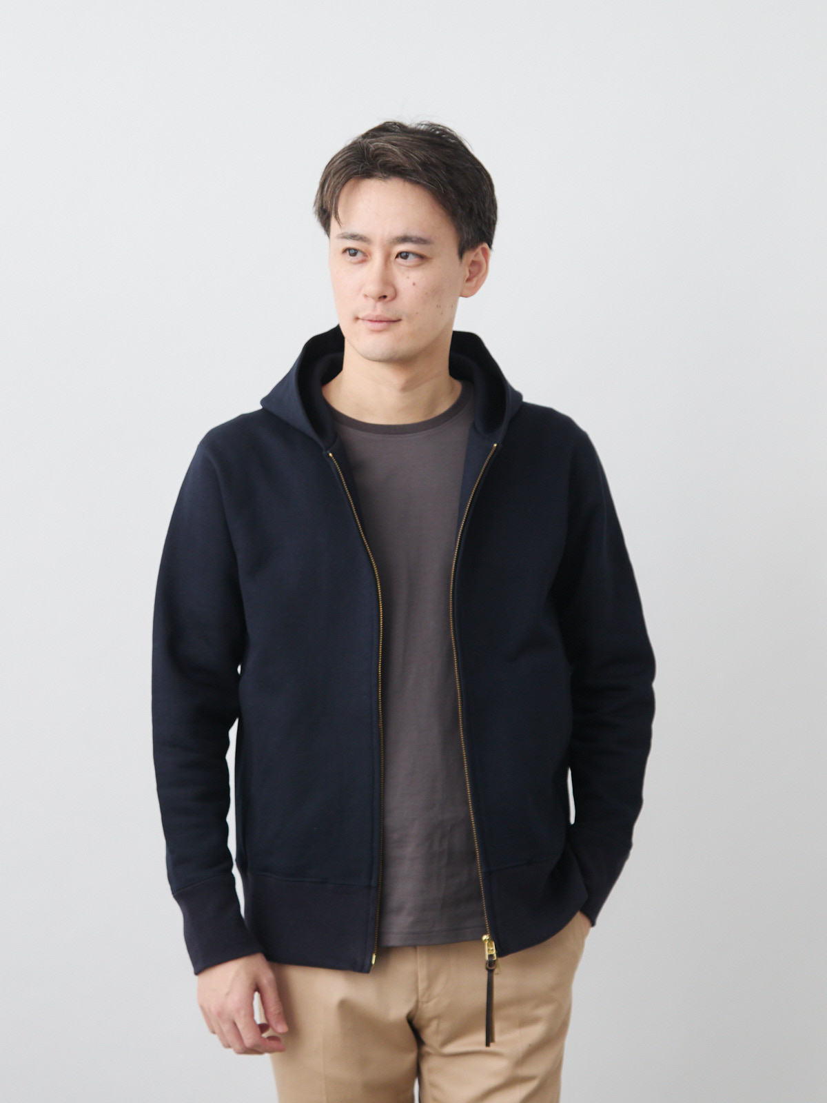 超高密度ジップアップパーカー/スマートスタイル/ネイビー | Factelier