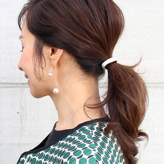 FRANCE Luxe]エナメル コーン カフポニー(ペイルピンク×ゴールド