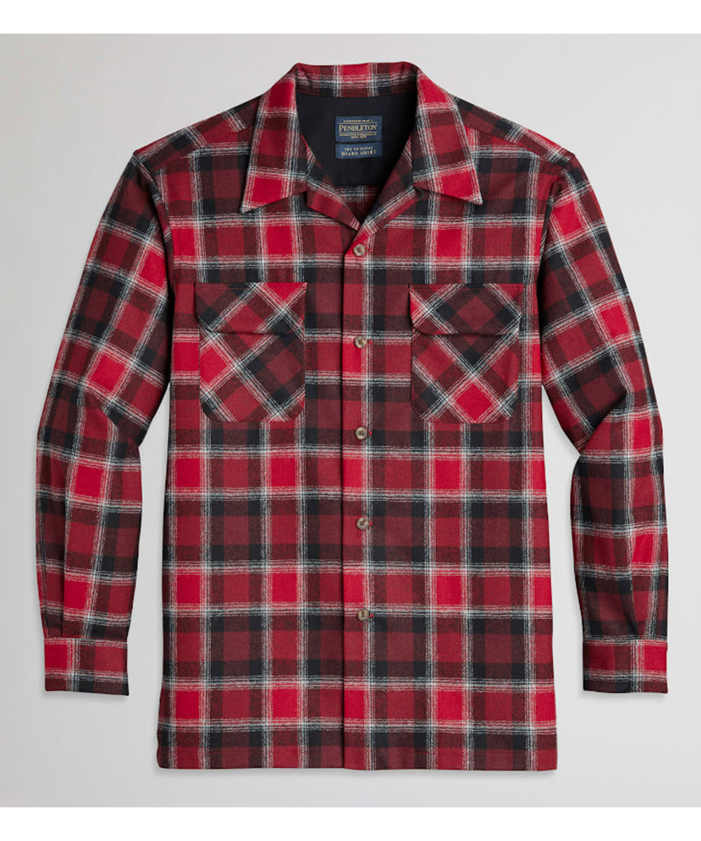 Pendleton Men's Wool Board Shirt - Red/Black/Grey Plaid — Dave's