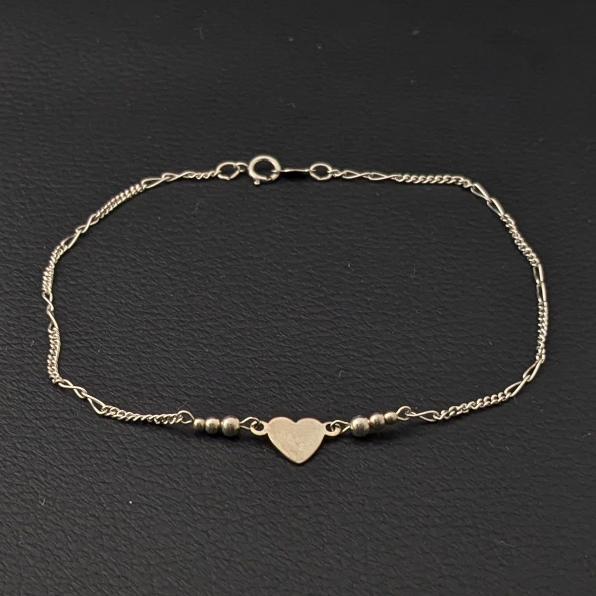 ヴィンテージ シルバー925 ハート ブレスレット アンクレット1.6g