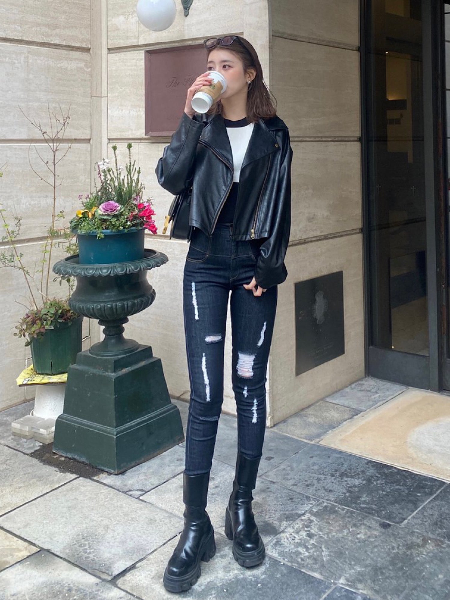 High waist crash skinny denim | DIANTÉ (ディアンテ)公式通販サイト