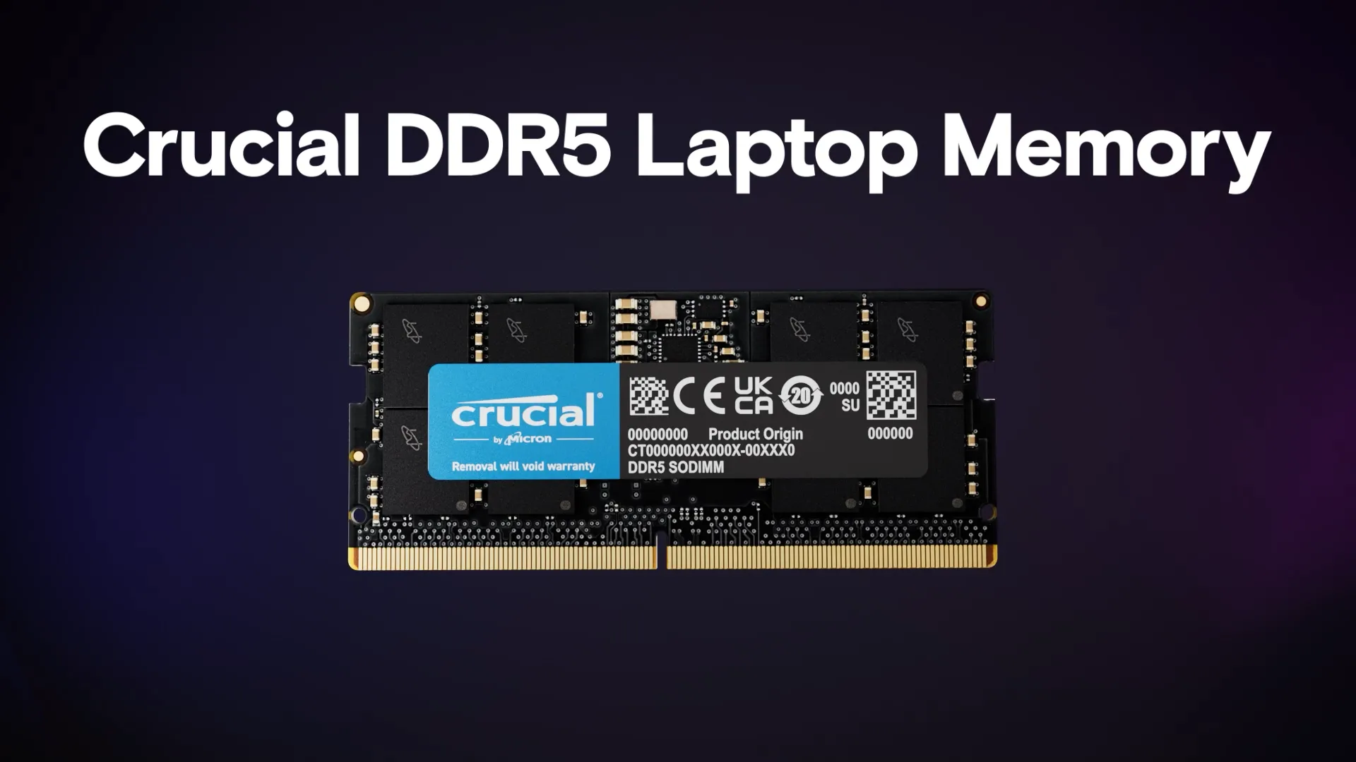 Crucial 32GB (2x 16GB) DDR5 4800MHZ SODIMM Laptop Memory