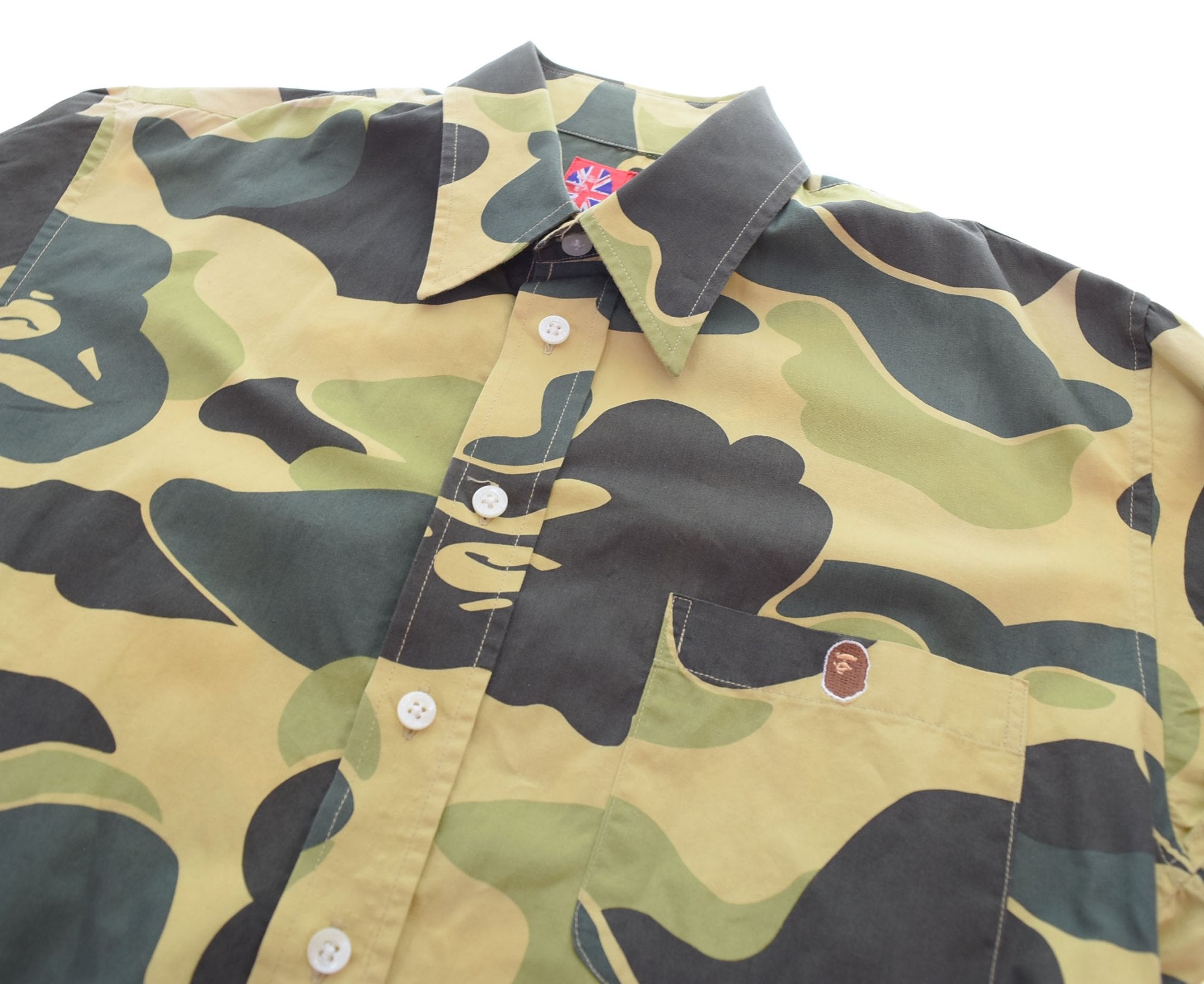 アベイシングエイプ A BATHING APE 猿カモフラ 迷彩柄 長袖シャツ 黄色