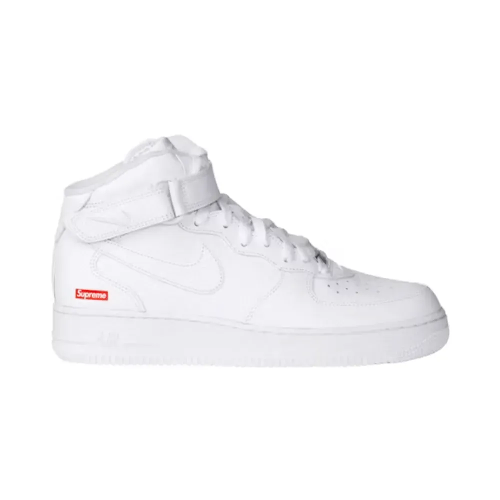 Supreme x Nike Air Force 1 Mid White - Droper