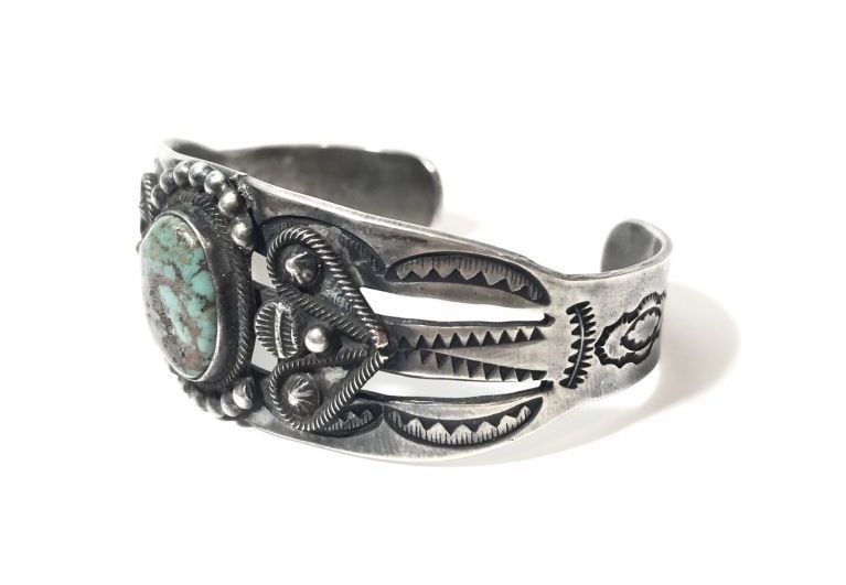 40〜50´s VINTAGE INDIAN JEWELRY NAVAJO族 BANGLE SILVER×TURQUOISE