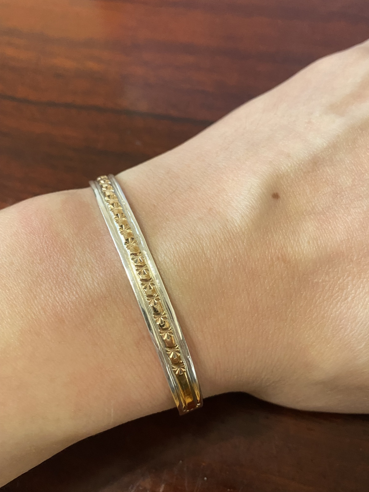 INDIAN JEWELRY NAVAJO族 KING PINO作 SILVER×14K GF スタンプワーク