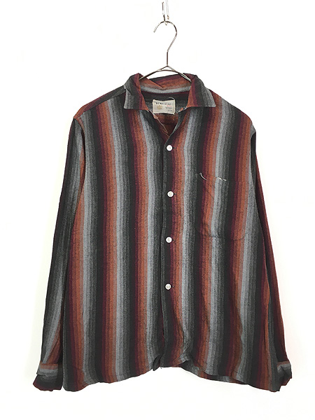 古着 60s N+N 好配色 オンブレ シャドー ストライプ 開襟 ボックス