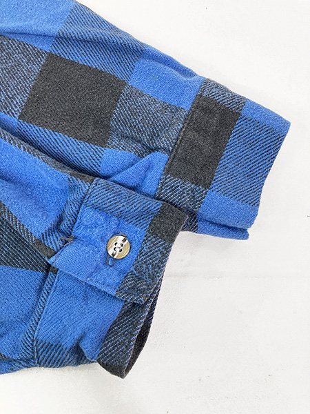 古着 90s USA製 FIVE BROTHER ブルー × ブラック ブロック チェック