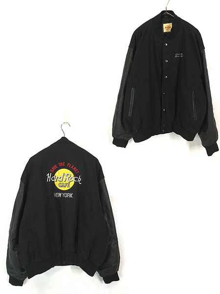 古着 90s Hard Rock Cafe 「NEW YORK」 本革 レザー × ウール ハード