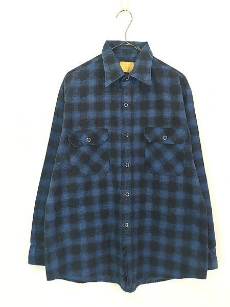 古着 70s Sears Perma-Prest ブルー ブロック チェック プリント
