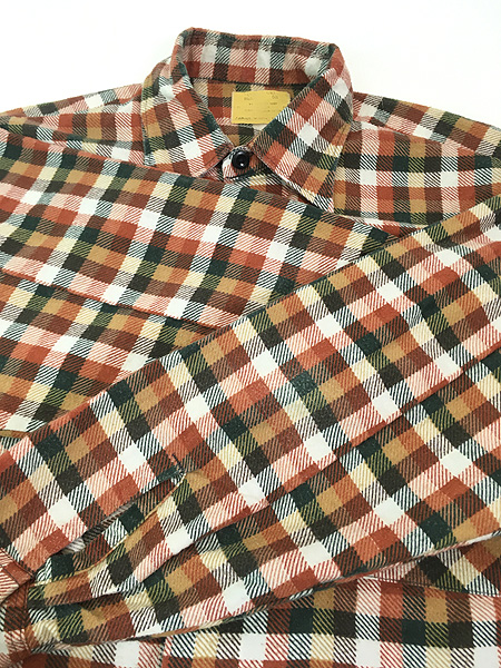 古着 70s Sears Perma-Prest ブロック チェック プリント フランネル