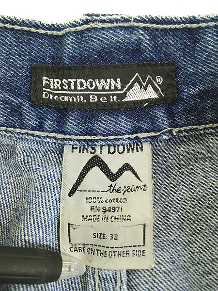 古着 90s FIRSTDOWN 多ポケット ブルー デニム ペインター ショーツ