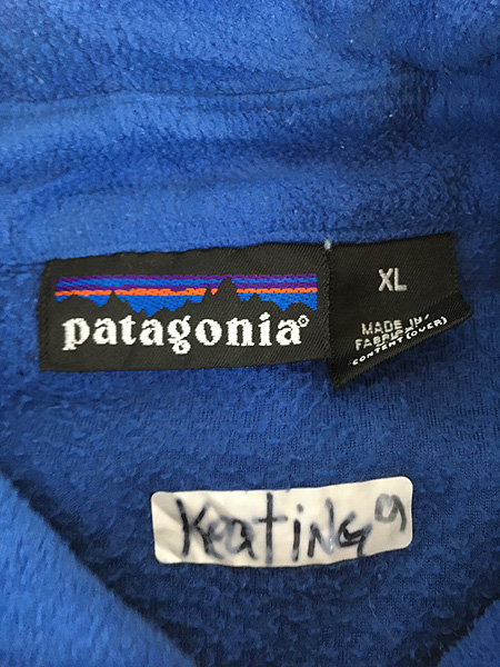 古着 90s USA製 Patagonia 「雪なし」 フリース スナップ シャツ 青 XL