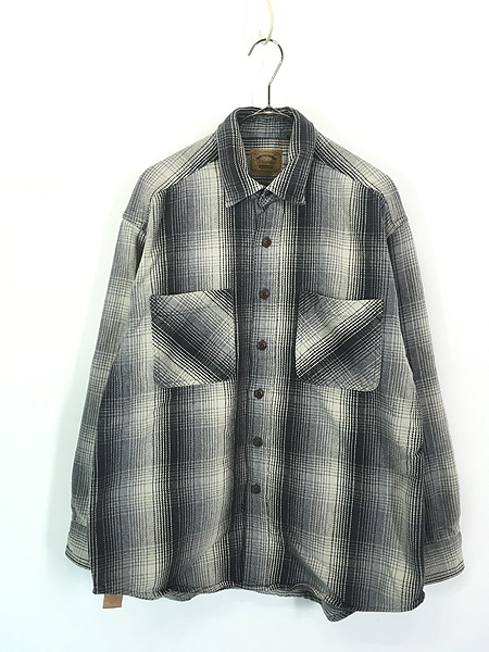 古着 00s St John's Bay ブラック オンブレ シャドー チェック ヘビー