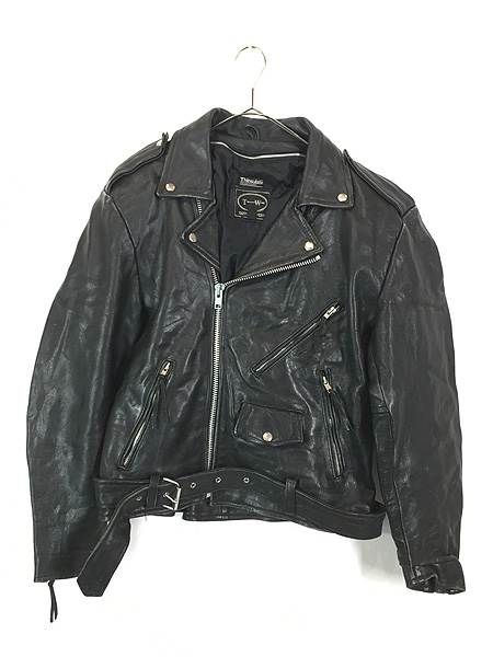 古着 90s TANNERY WEST ハの字 本革 レザー ダブル ライダース