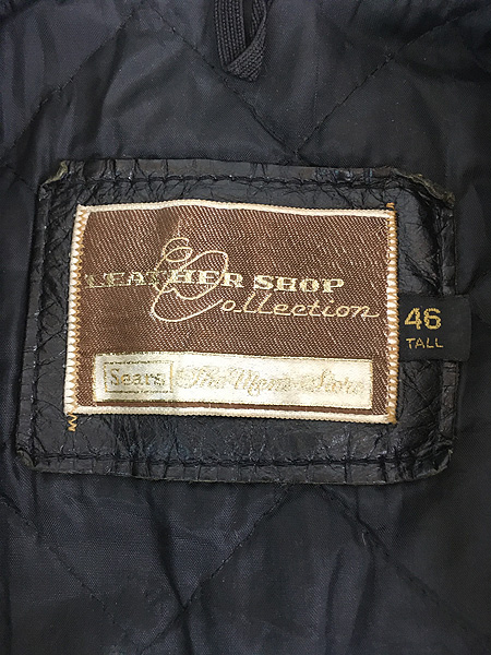 古着 70s Sears Leather Shop Collection パデッド ハの字 本革 レザー