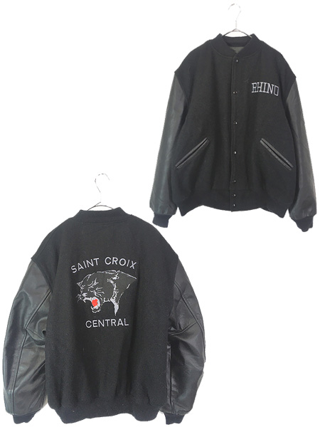 古着 80s USA製 BUTWIN ブラック タイガー 刺しゅう 本革 レザー