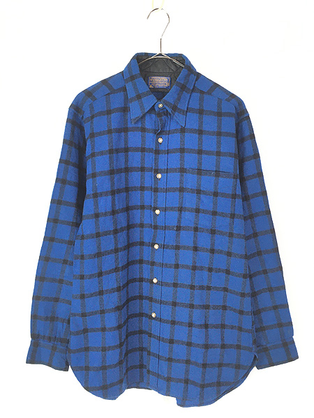 古着 80s USA製 Pendleton ブラック×ブルー チェック ウォッシャブル