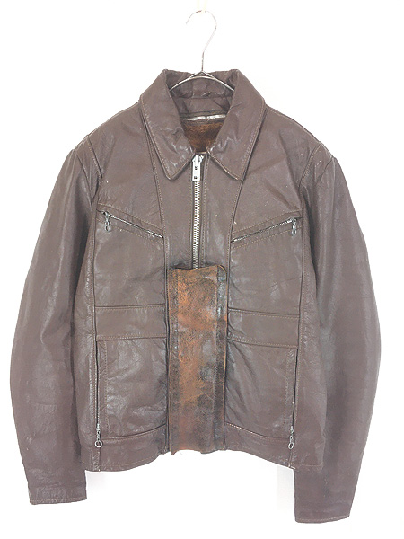 古着 70s USA製 Schott 「逆ハ」 襟付き 本革 レザー ジャケット