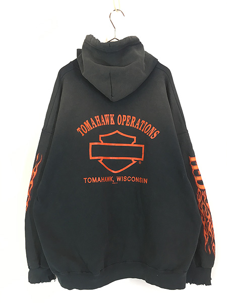 古着 00s HARLEY DAVIDSON シールド&バー ファイヤー パターン