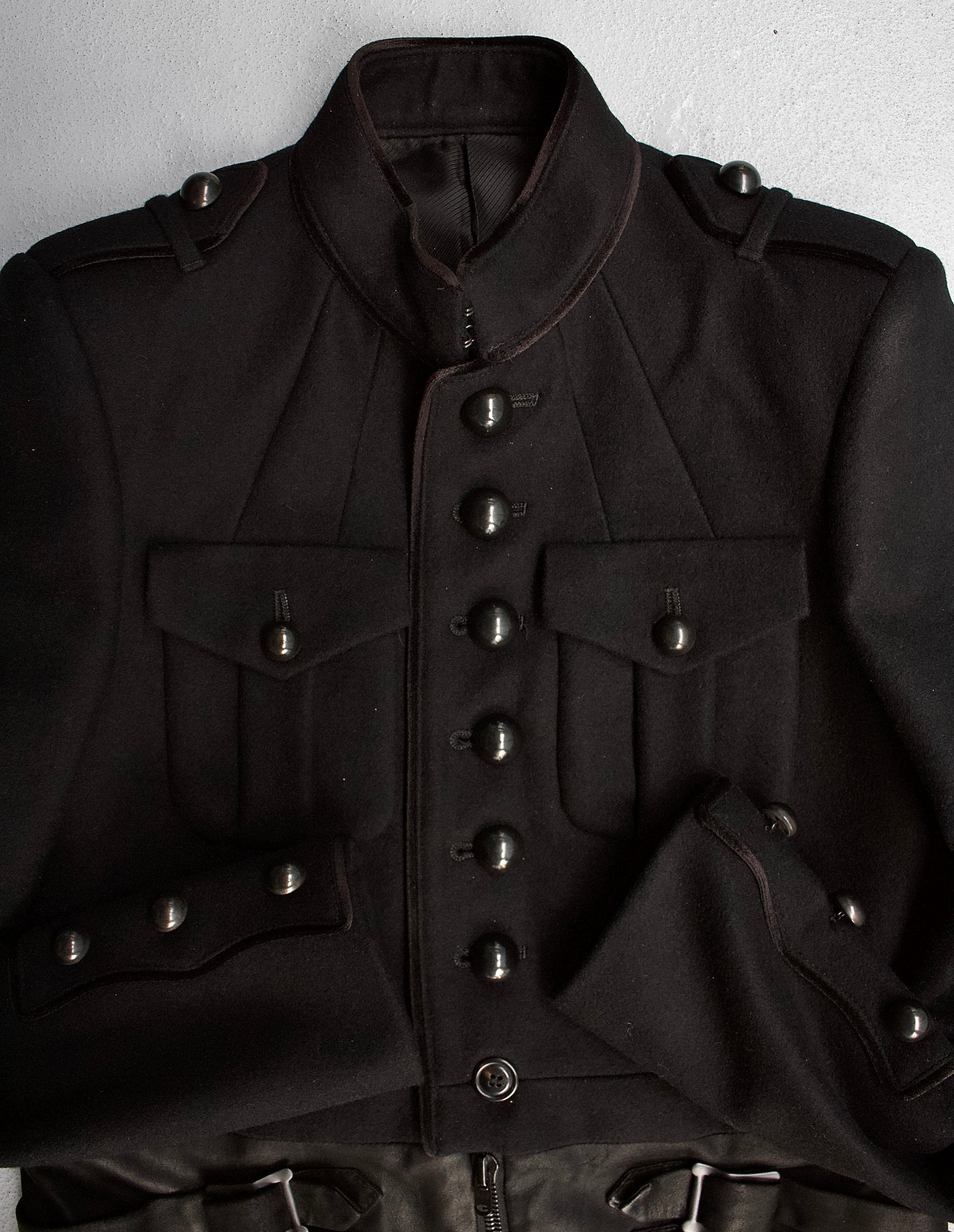 Number (N)ine AW06 “NOIR” Hybrid Blistered Leather Wool Napoleon