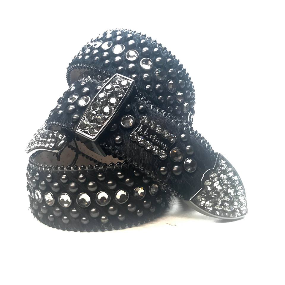b.b. Simon Fully Loaded 'Midnight Black' Pony Crystal Belt – Dudes