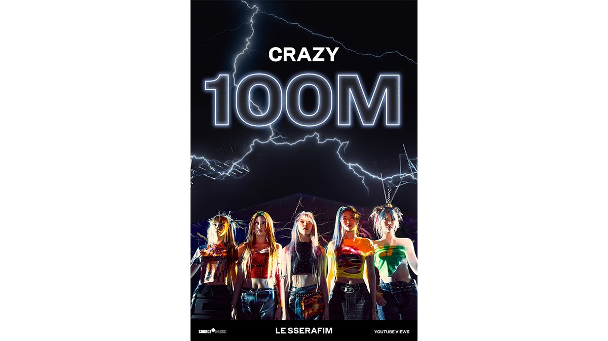 LE SSERAFIM、「CRAZY」MV再生1億回突破！通算8作目の1億再生達成