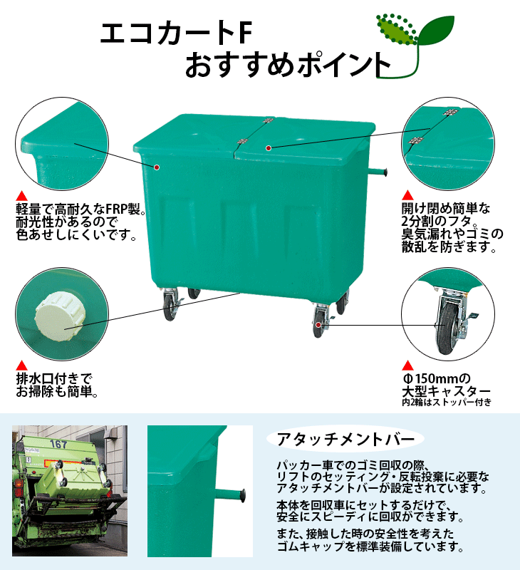 エコカートF700／本体＋フタ／集積搬送カート（W1574×D650×H1060mm）を