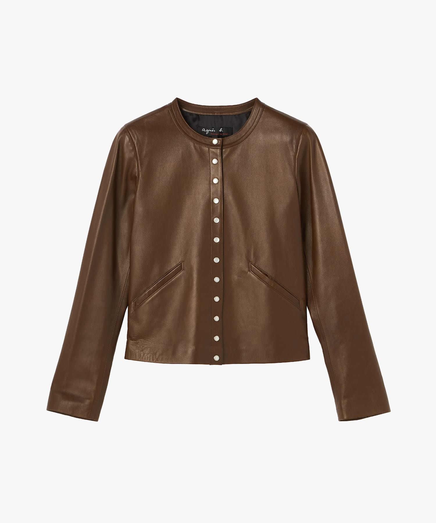 ラムスキン レザー 長袖 カーディガンプレッション ｜agnès b. FEMME