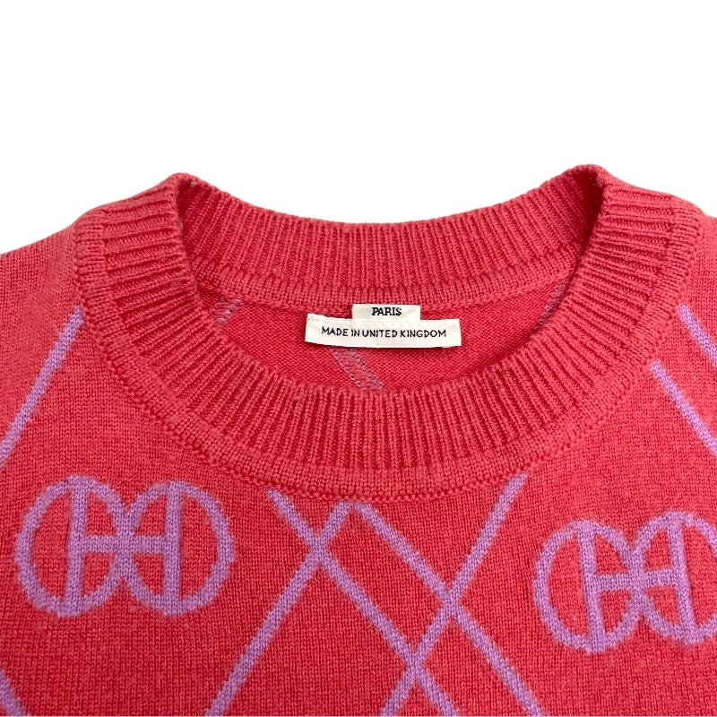 エルメス HERMES Hロンド総柄ニットセーター ピンク カシミヤ