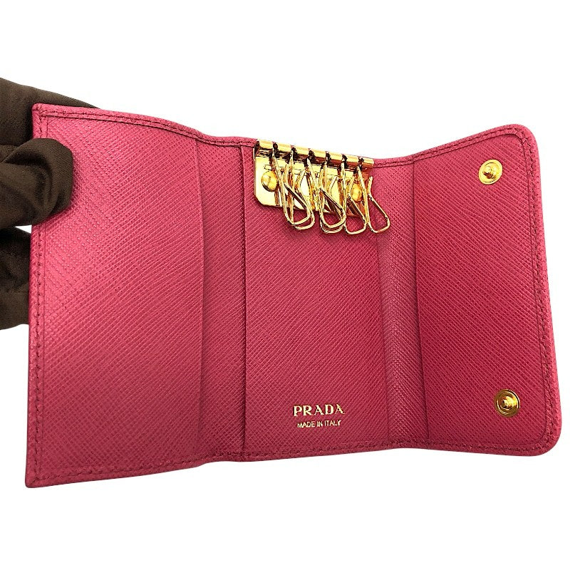 プラダ PRADA 6連キーケース 1PG222 ピンク×GD金具 サフィアーノレザー