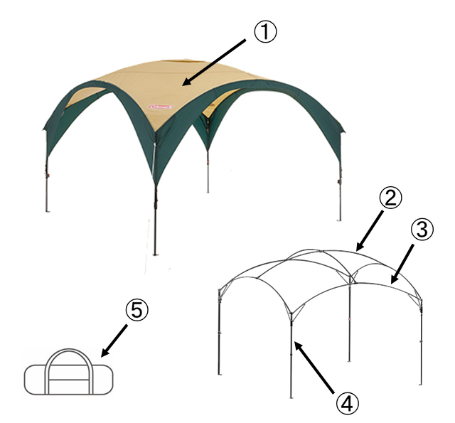 パーティーシェードDX/300（グリーン/ベージュ）コーナーフレーム/300