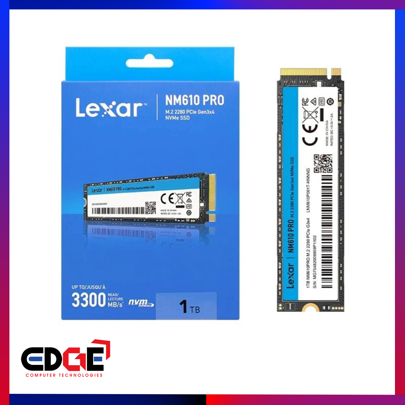 LEXAR NM610 PRO PCIe Gen3x4 NVMe M.2 SSD – EDGE Computer Technologies