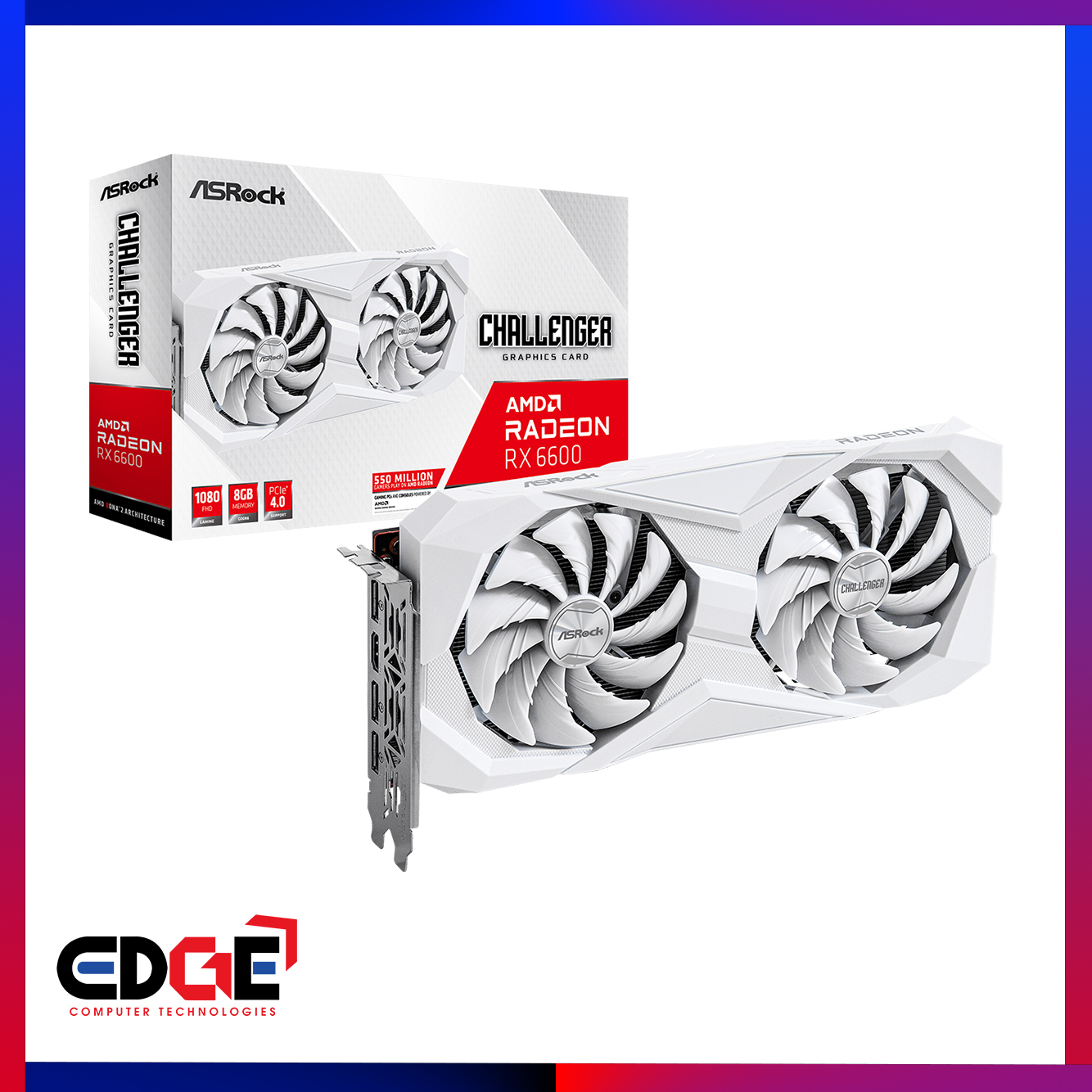 ASROCK AMD Radeon RX 6600 Challenger White 8G GPU – EDGE Computer