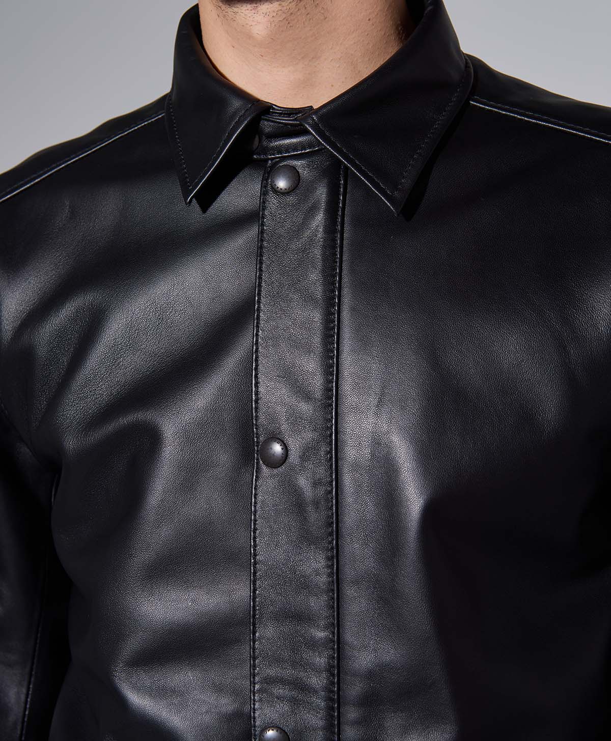 LEATHER COACH JACKET / Black