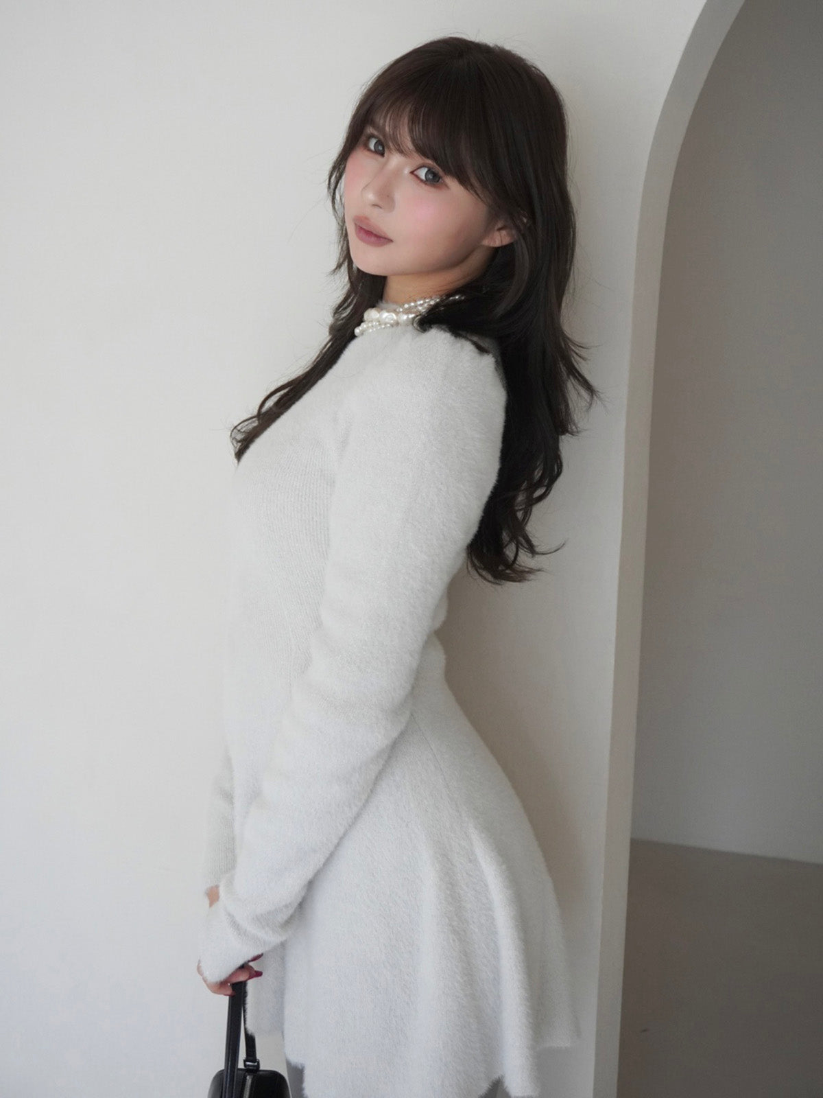 ラメシャギーニットミニワンピース