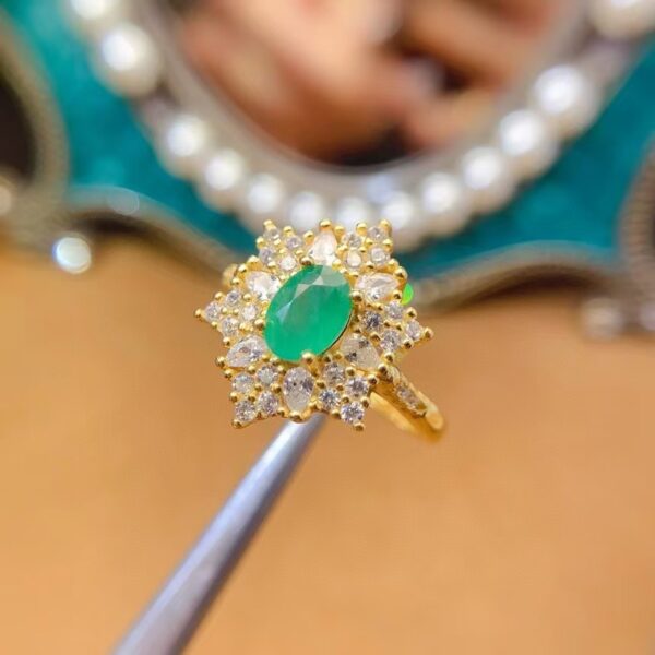 Natural Emerald and Diamond Ring Emerald Wedding Rings - Emerald's