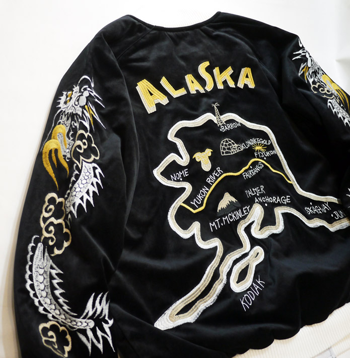 HOUSTON (ヒューストン） ベルベット（別珍）スカジャン ALASKA MAP