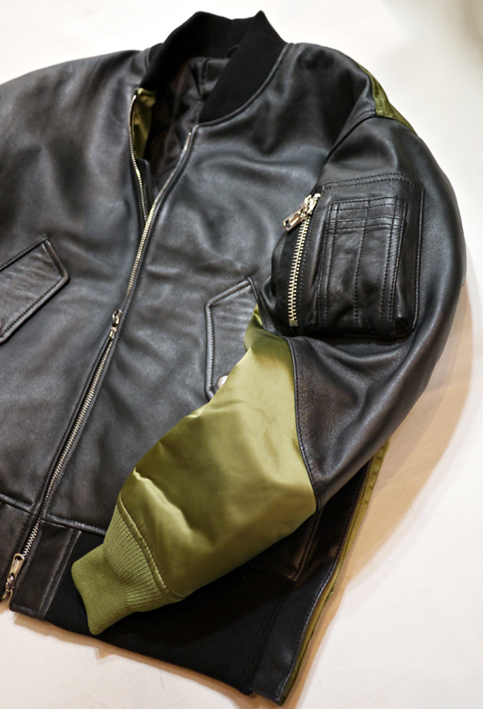 JACKROSE（ジャックローズ） ラムレザー切り替えMA-1ジャケット