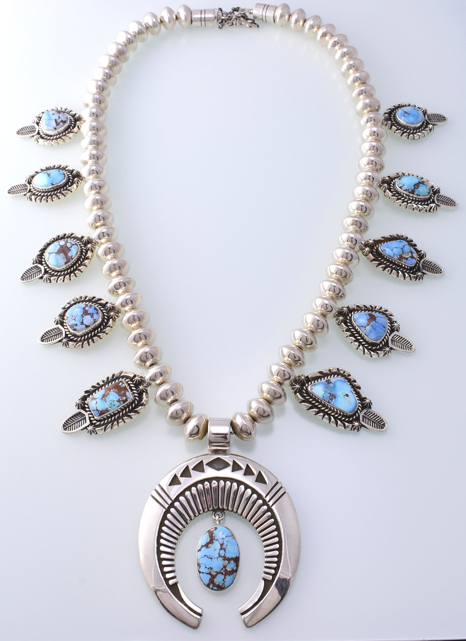 Silver & Golden Hills Turquoise & Fresh Water Pearl Navajo Squash