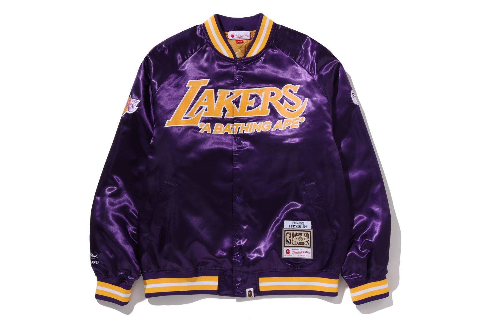 BAPE X M&N NBA - LOS ANGELES LAKERS SATIN JACKET – eu.bape.com