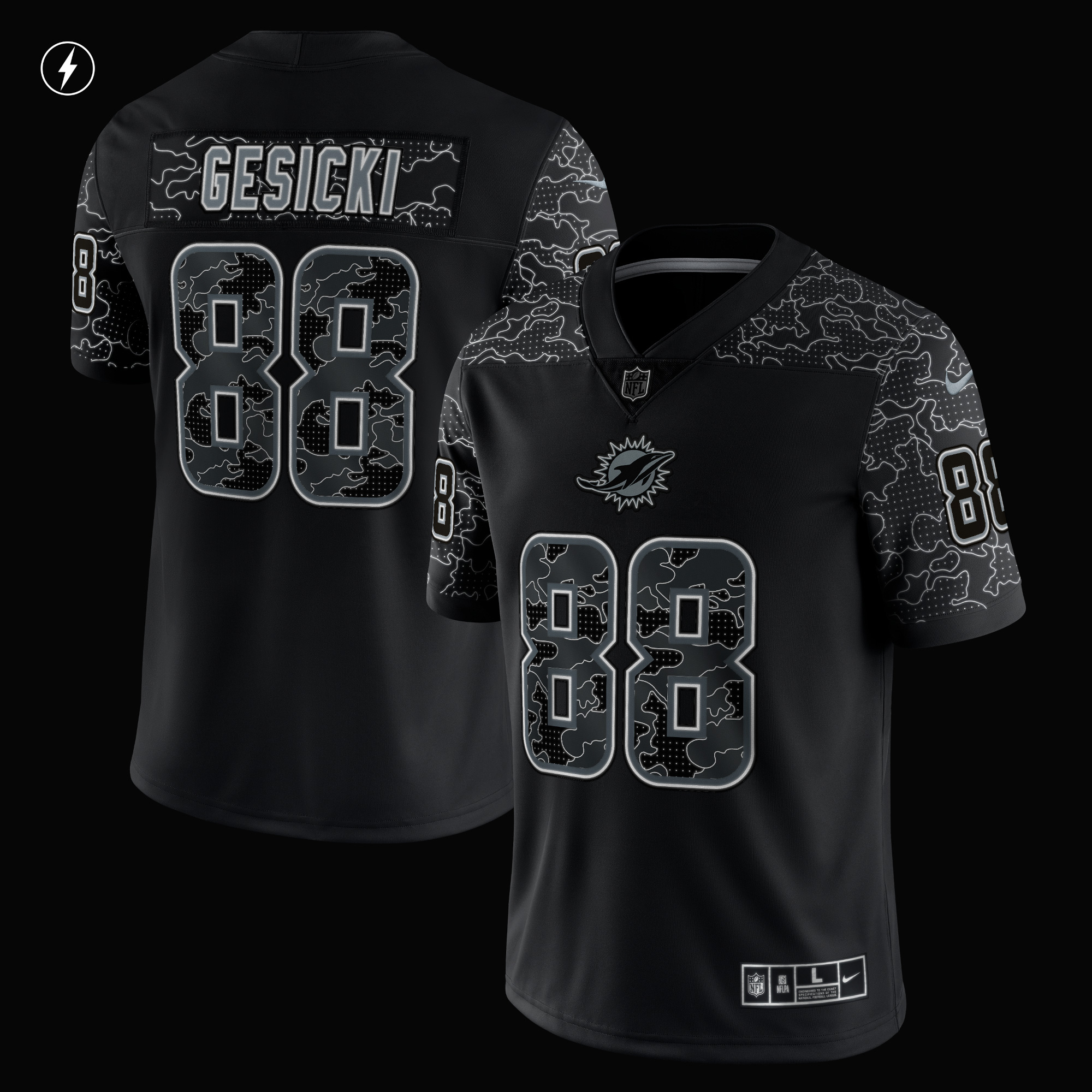 Men's Nike Mike Gesicki Black Miami Dolphins RFLCTV Limited Jersey