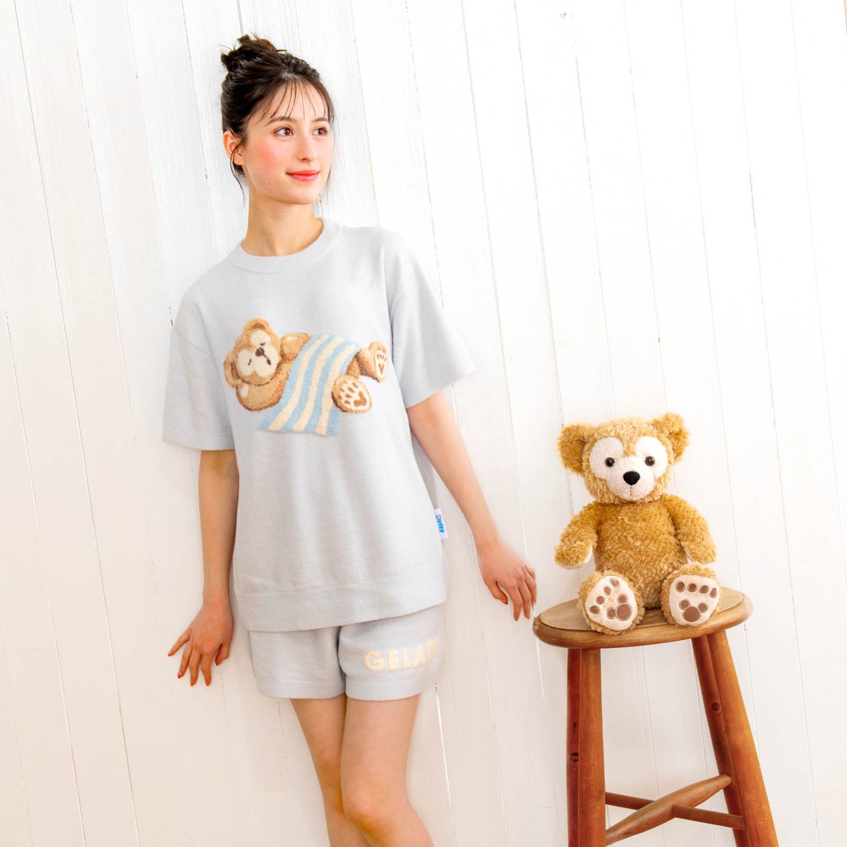 ジェラピケ × ダッフィー＆フレンズ、眠る「ダッフィー」をデザイン