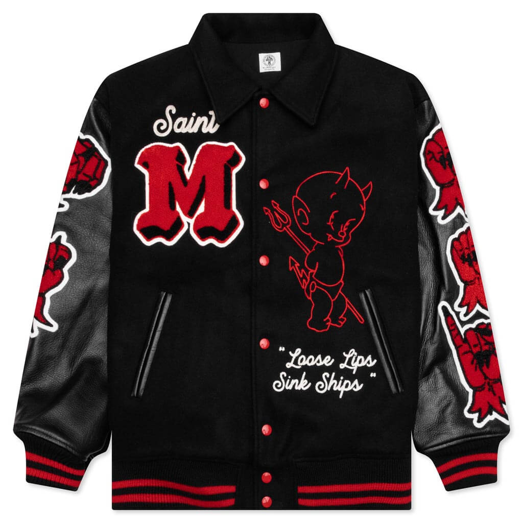 Saint Michael Devil Varsity Jacket - Black – Feature