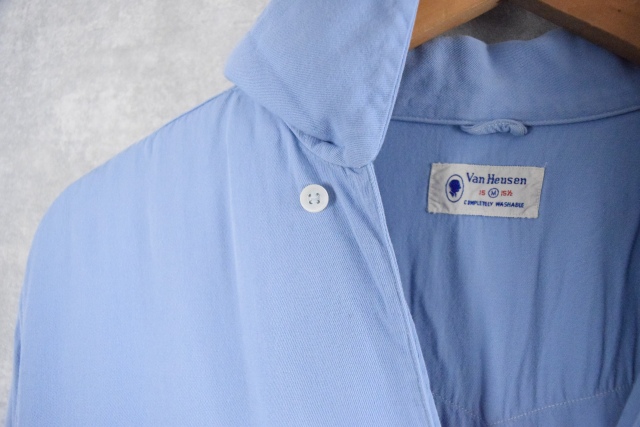 50年代 50s バンヒューゼン 開襟 長袖 水色 │ヴィテージ古着屋Feeet