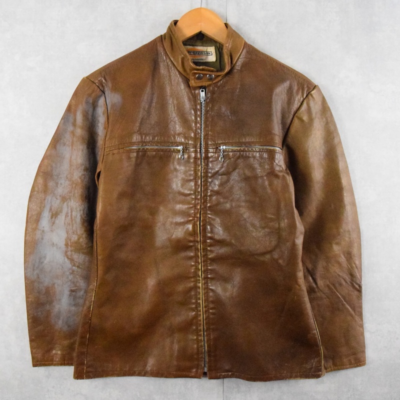 60年代 60s ハーレーダビッドソン バイク レザージャケット 茶色