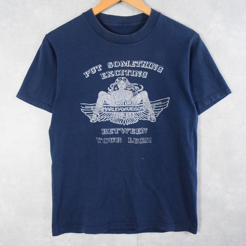 70s 80s 70年代 80年代 ハーレーダビッドソン バイク エロ 半袖 紺